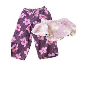 Girls’ 18M Purple Floral 1960s Pants & Tie-Dye  Skirt